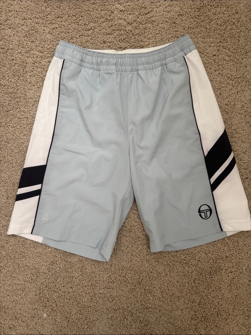 Sergio Tacchini Light Blue Athletic Shorts with White & Black Panels